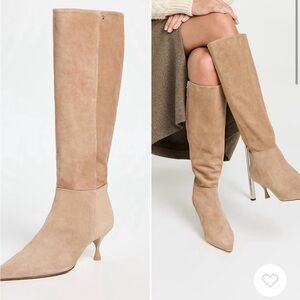 Larroude Tan Suede Heeled Boots
